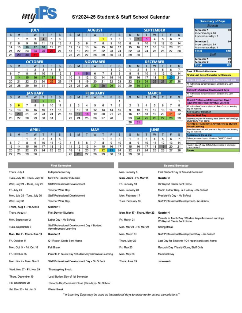 Indianapolis Public Schools Calendar