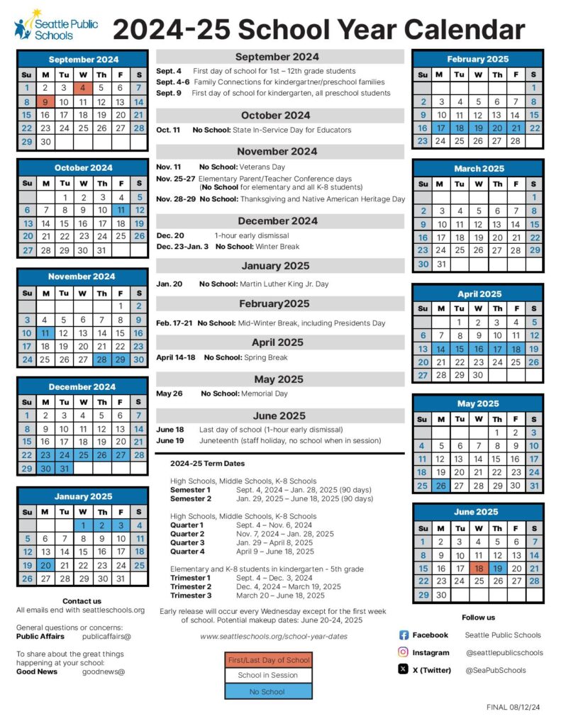 Seattle Public Schools Calendar