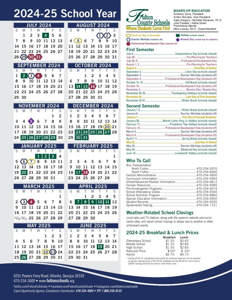 Fulton County School Calendar