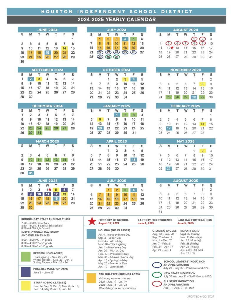 Houston ISD Calendar