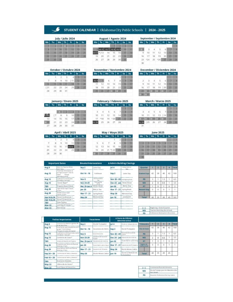 Oklahoma City Public Schools Calendar