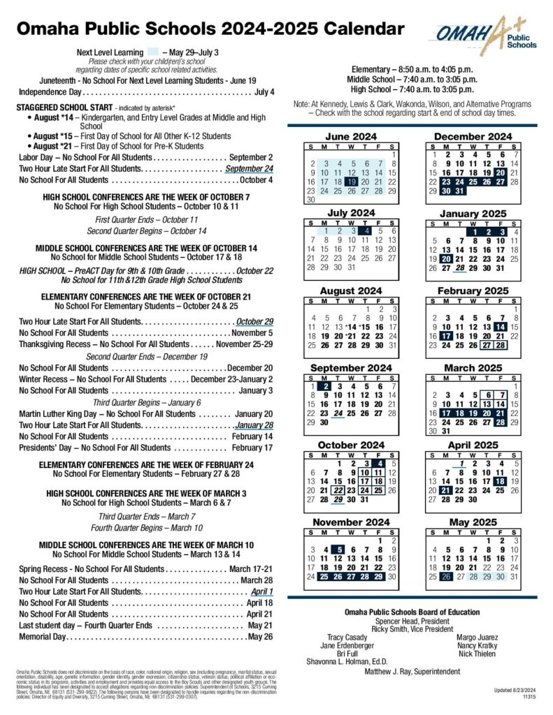 Omaha Public Schools Calendar